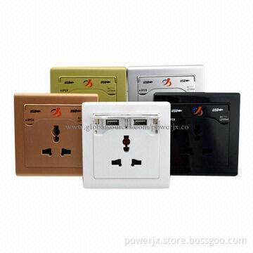 Power Sockets with USB Charger, Sized 86 x 86mm